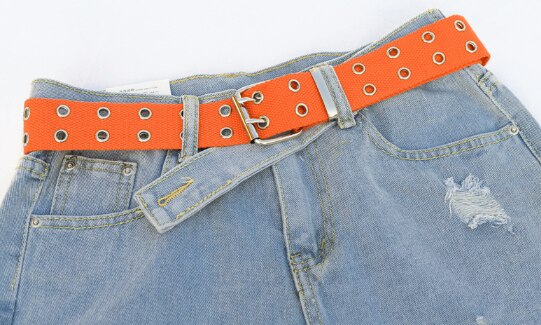 HJKL Women Punk Chain Belt Adjustable Double/Single Row Hole Eyelet Waistband with Eyelet Chain Decorative Belts: B