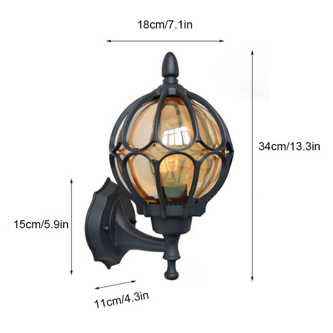 Industriële LED glazen wandlamp buiten waterdicht