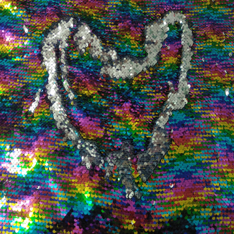 Gloednieuwe Regenboog Kleur Sequin Dubbele gezicht Omkeerbare Sequin Stof Satijn Terug Sequin Stof Voor DIY Naaien Bag Purse