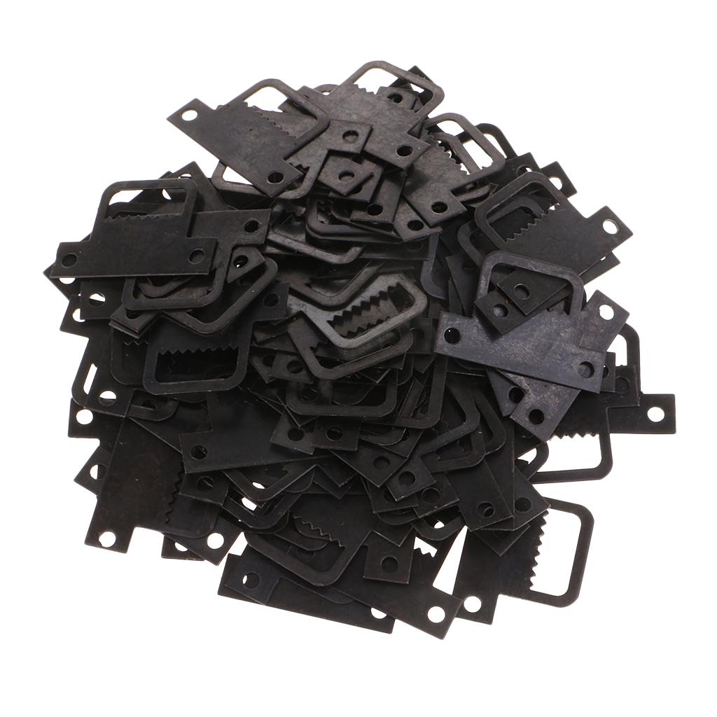 100pcs T Shapes Black Metal Iron Picture Photo Mirror Frame Sawtooth Hanger Hook 32 x 22mm