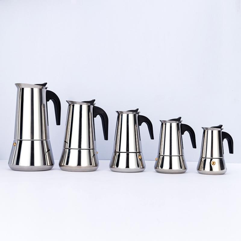 Stainless Steel Moka Pot European Coffee Pot Electric Coffee Pot Induction Cooker Open Flame Universal Household Products