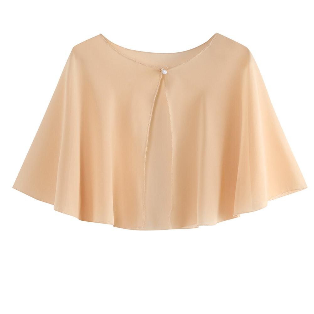 Bridal Wedding Bolero Women Chiffon Bridal Shawl Bridesmaid Shrug Party Evening Dress Capes Ivory Black Pink Purple Top Cover: Beige