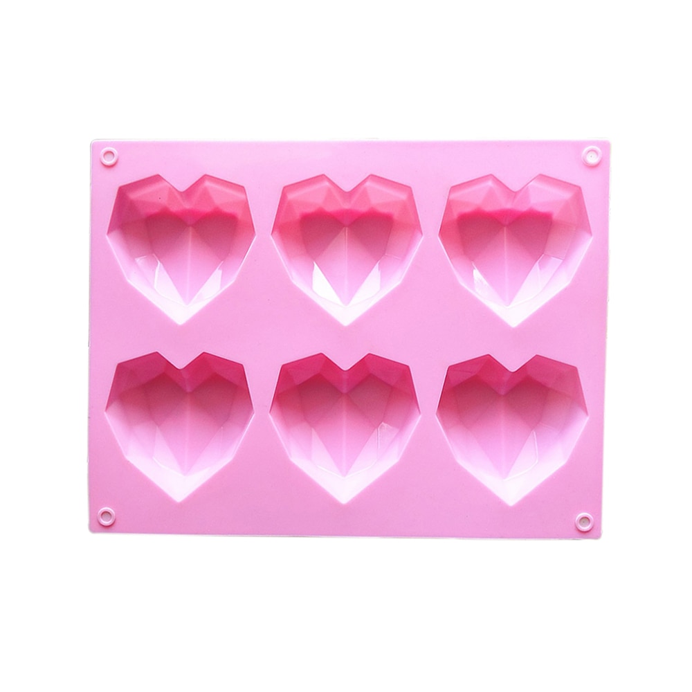 3D Diy Diamant Hartvorm Siliconen Mal Voor Bakken Taart Chocolade Fondant Zeep Kaars Mallen Voor Gebak Pudding jelly