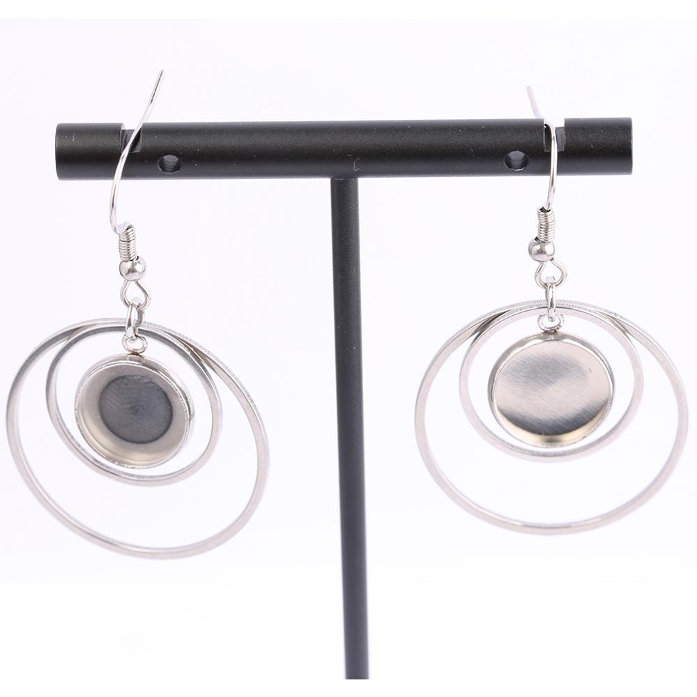 Reidgaller — Boucles d'oreilles en acier inoxydable,, pendentifs en forme de cabochon de 12mm de diamètre, double cercle, set de 10 pièces à assembler soi-même, crochets et bijoux fantaisie