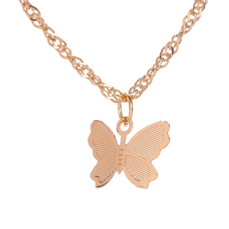 Collar de mariposa collar de Luna collar de flor de sol collar de Navidad collar de amor collares cuadrados mujeres para niñas collares: Golden butterfly