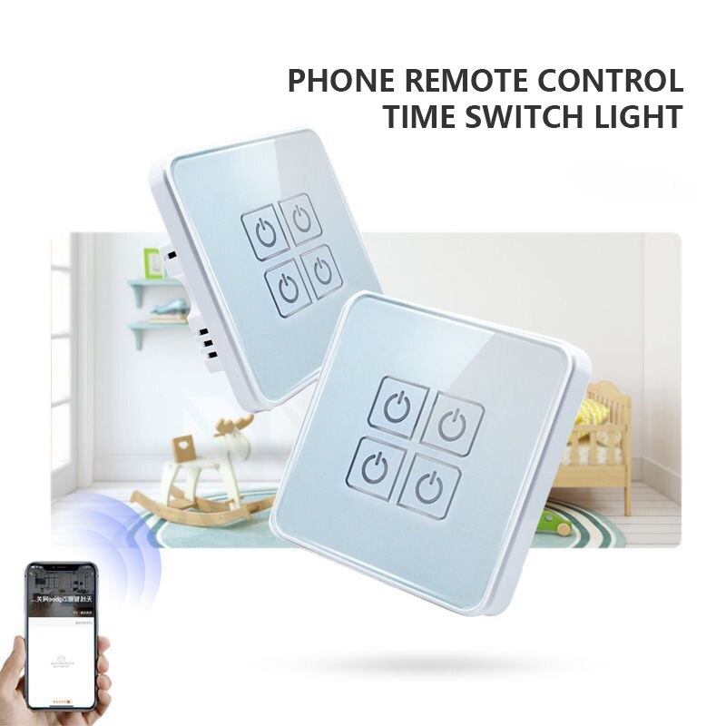 ZIGBEE Tuya EU Standard 4 Gang Smart Touch Switch Tempered Glass Panel Wall Light Switch Work With Alexa Google Home