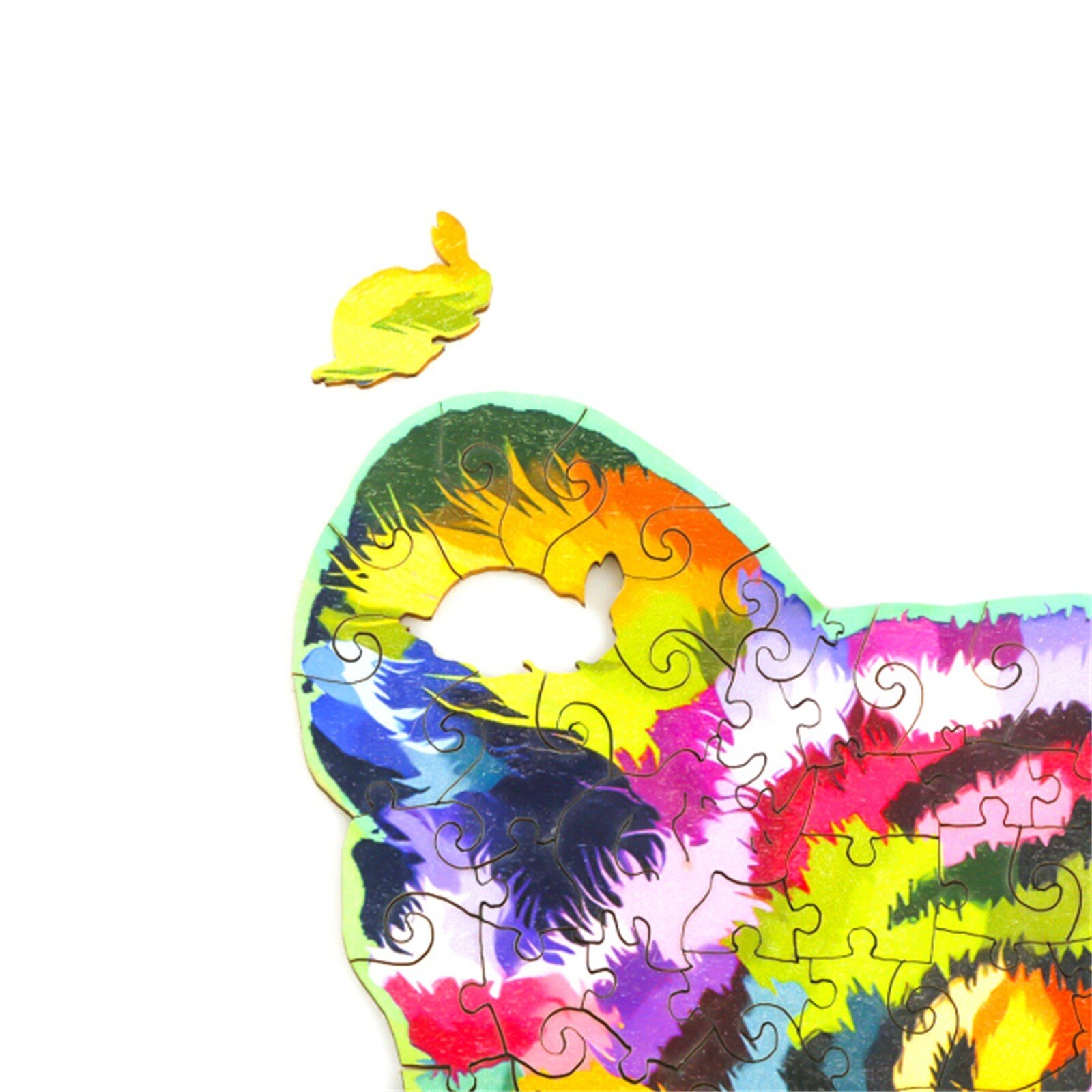 116pcs Rainbow-tiger Wooden Puzzle Unique Shape Pieces Animal For Adults And Kids Can Hang It Up On The Living Room