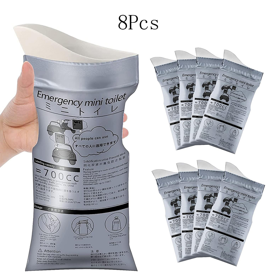 Urinpåsar för utomhusbruk (700ml (1/8/12/20- pack) - bärbar engångstoalett för camping, resor, trafikstockningar - unisex: Röd