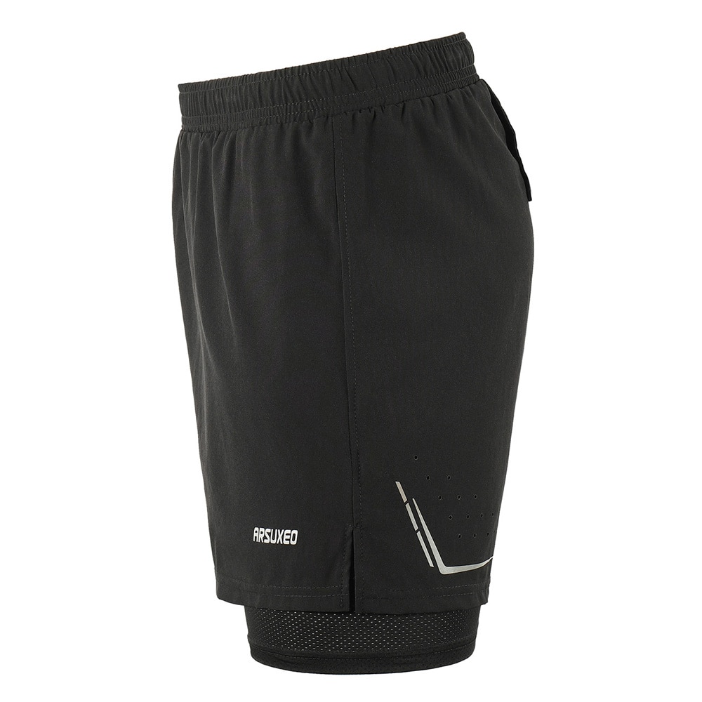 Men's 2-in-1 Running Shorts Quick Drying Sports Shorts Breathable Active Training Jogging Cycling Shorts with Longer Liner