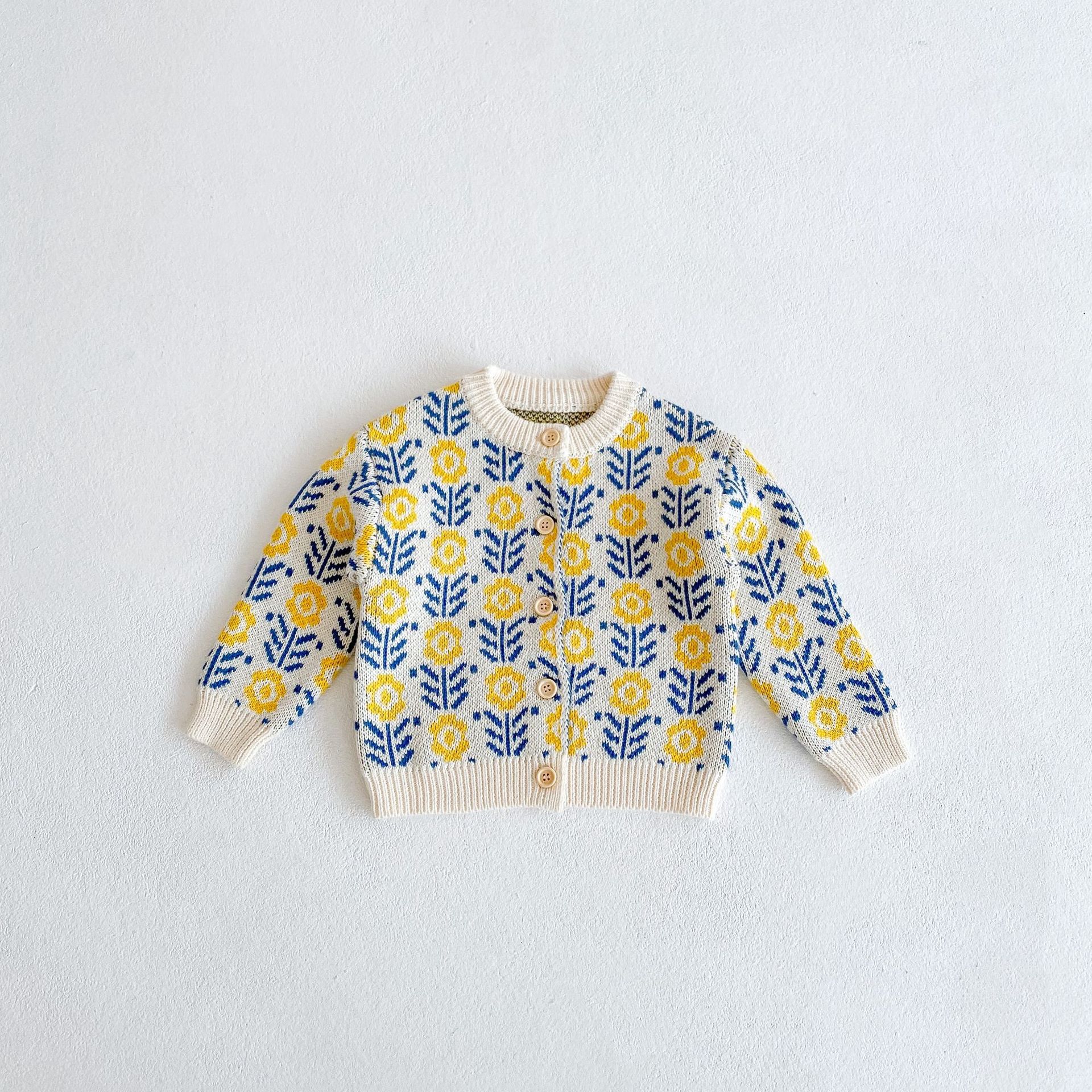 2022 wiosenne ubranka dla dzieci ubrania dla dzieci sweter z kwiatkiem baby girl sweter dziergany + romper crawling suit dwuczęściowy zestaw: Coat / 18-24M