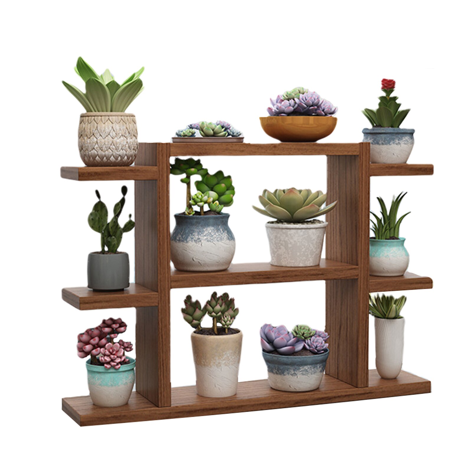 Multi Layers Balcony Free Standing Modern Desktop Garden Indoor Decoration Living Room Flower Holder Wood Plant Stand: Carbide H
