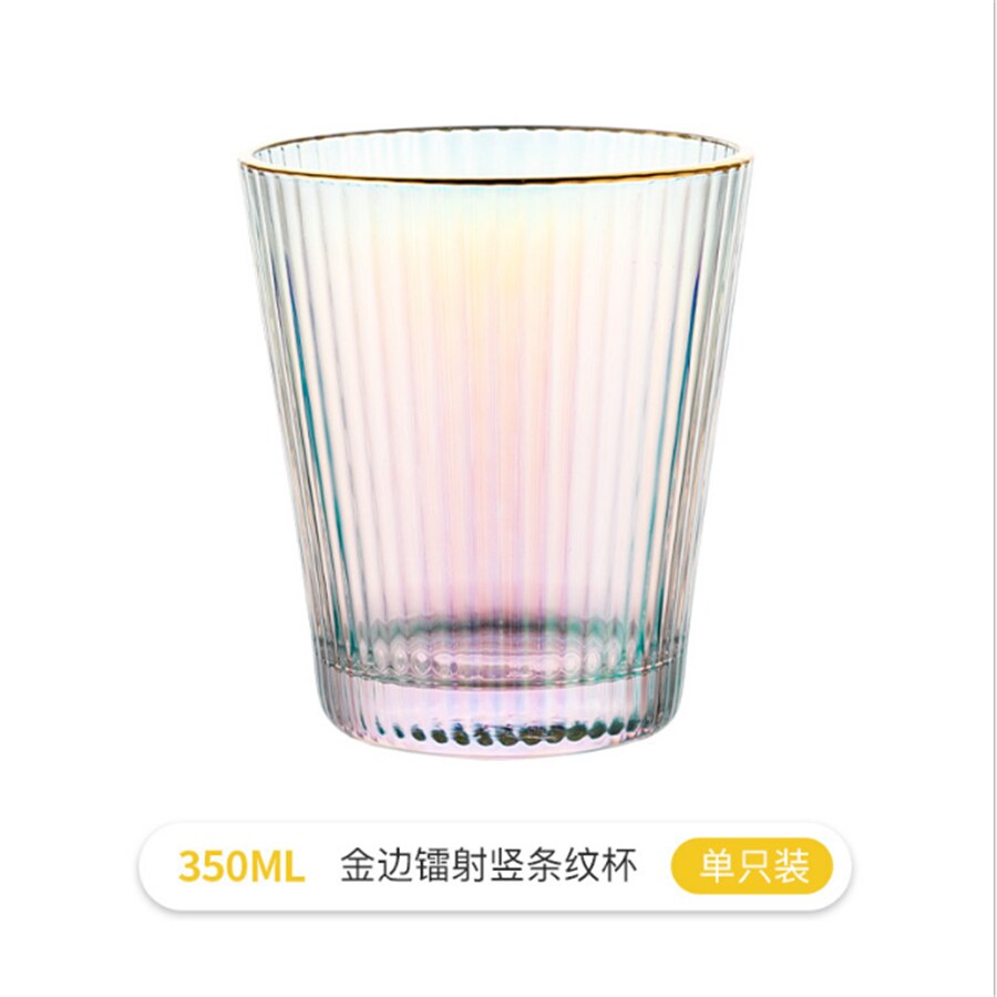 Tre liv ljus lyx nordiska vertikala ränder målade guld dryck juice kopp enkel vatten kopp hushålls kopp vin kopp guld glas: Färgglad guldsida