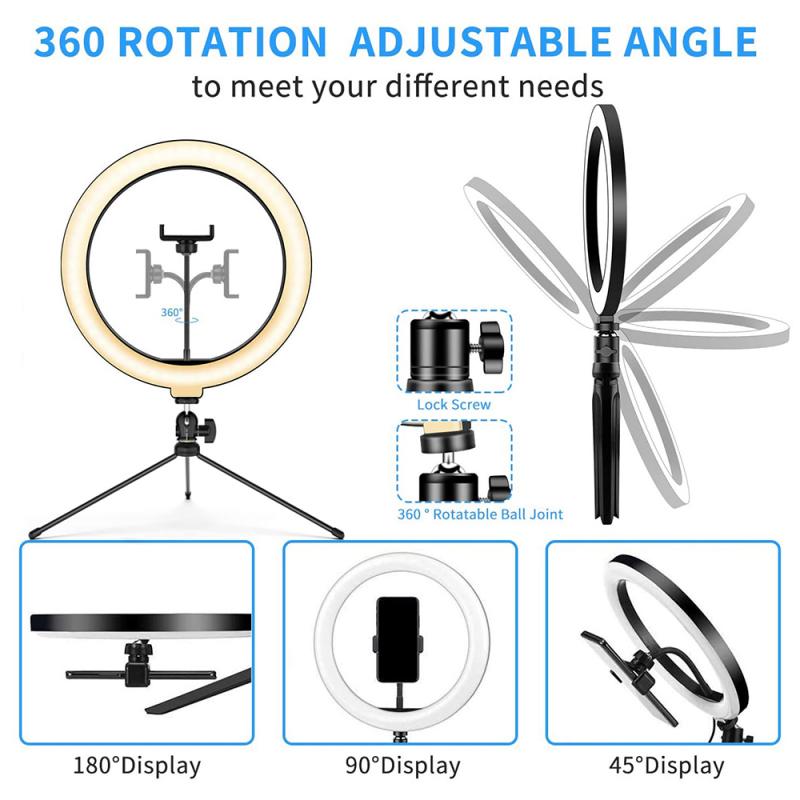 Selfie Stok Led Ring Licht Lamp Selfie Camera Studio Statief Stand Foto Video Dimbare, 5 "Bluetooth Selfie Stok Statief