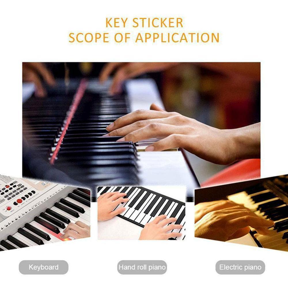Klawiatura pianina naklejki kolorowe przezroczyste na fortepian naklejki pełny zestaw dla 88/61/54/49/37 klawisze naklejki naklejki Spe M1N0