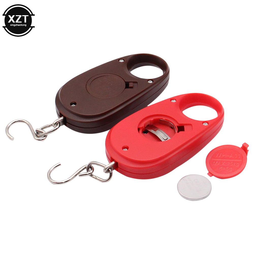 Mini báscula Digital electrónica de 25Kg y 5g, báscula electrónica para equipaje de bolsillo con peso para pesca, gancho para colgar, Mini balanza de pesaje LCD