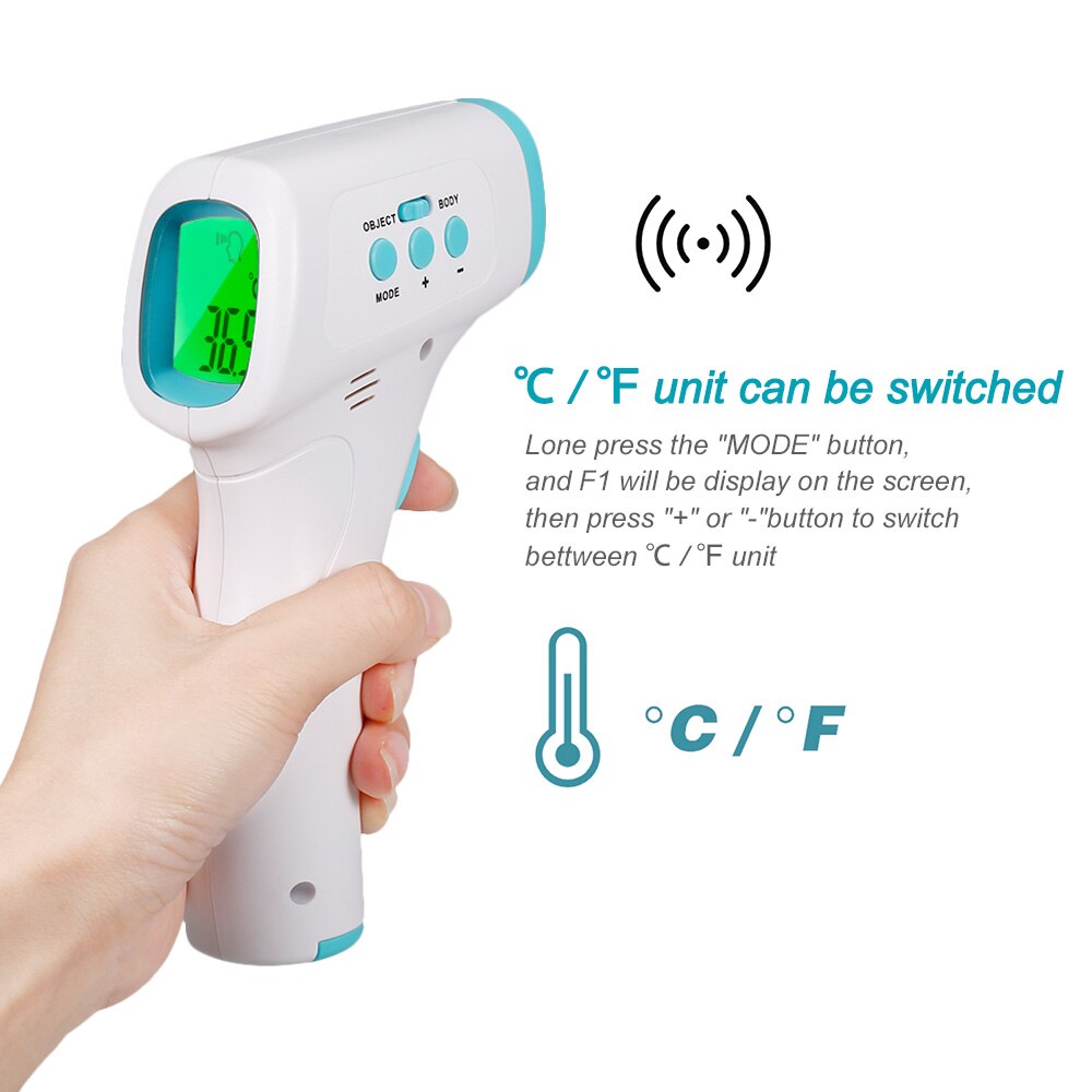 VIP Non-contact Infrafred Thermometer Forehead Ear Thermometer 0.5s Fast Reading Beep Alarm LCD Display 3-color Backlight