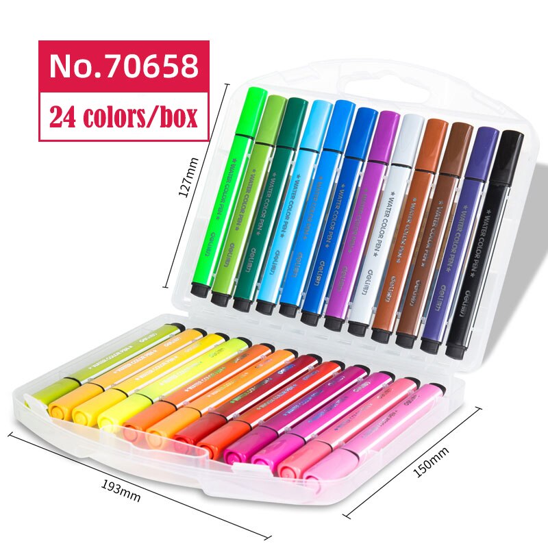 Deli Briefpapier Wasbare Markers Tekening Schilderen Kunst Levert Aquarel Pen Set Voor Kids: 24colors-70658