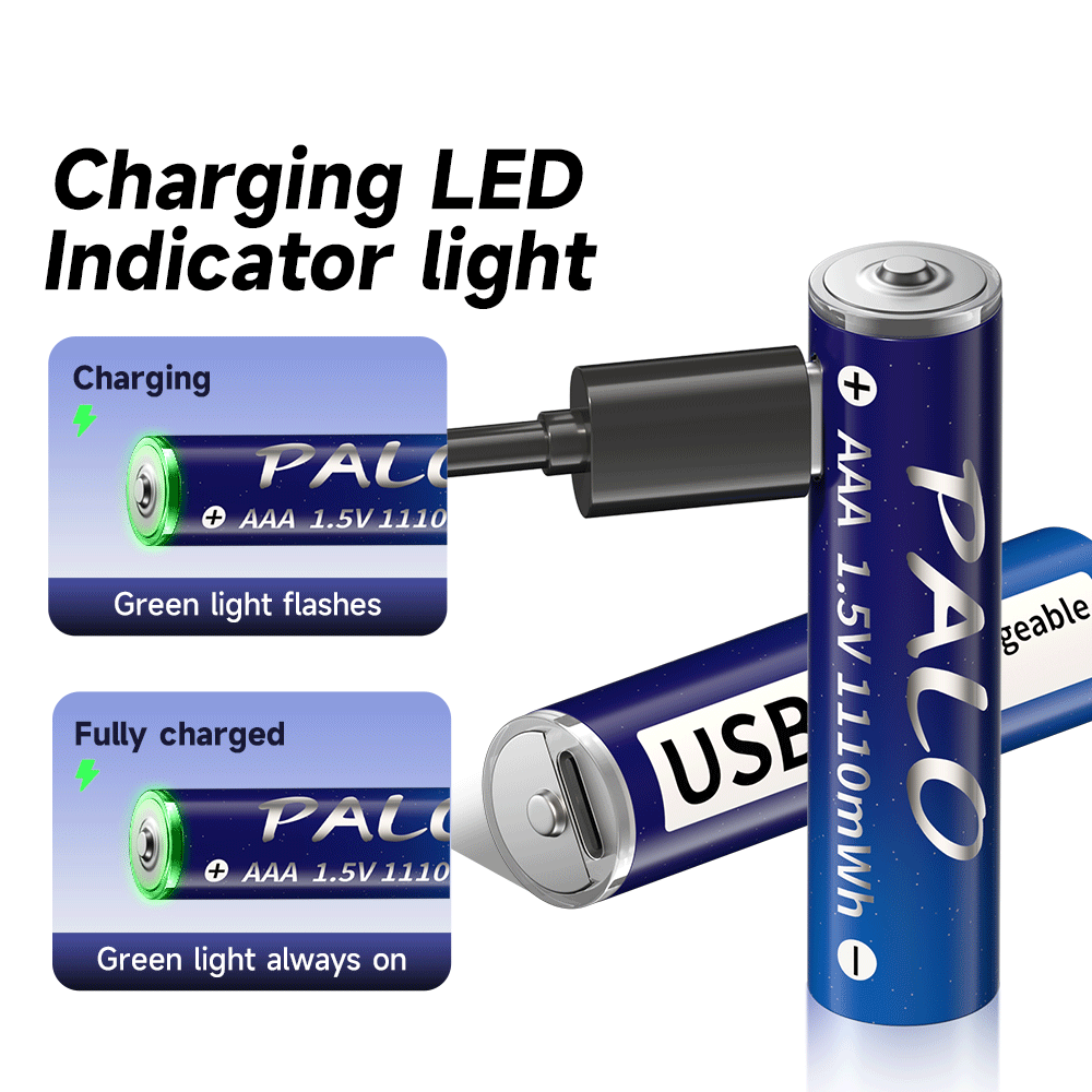 Charge rapide 1.5V AAA batterie Lithium-ion 1110mWh AAA USB batterie Rechargeable au Lithium USB pour souris sans fil + câble USB