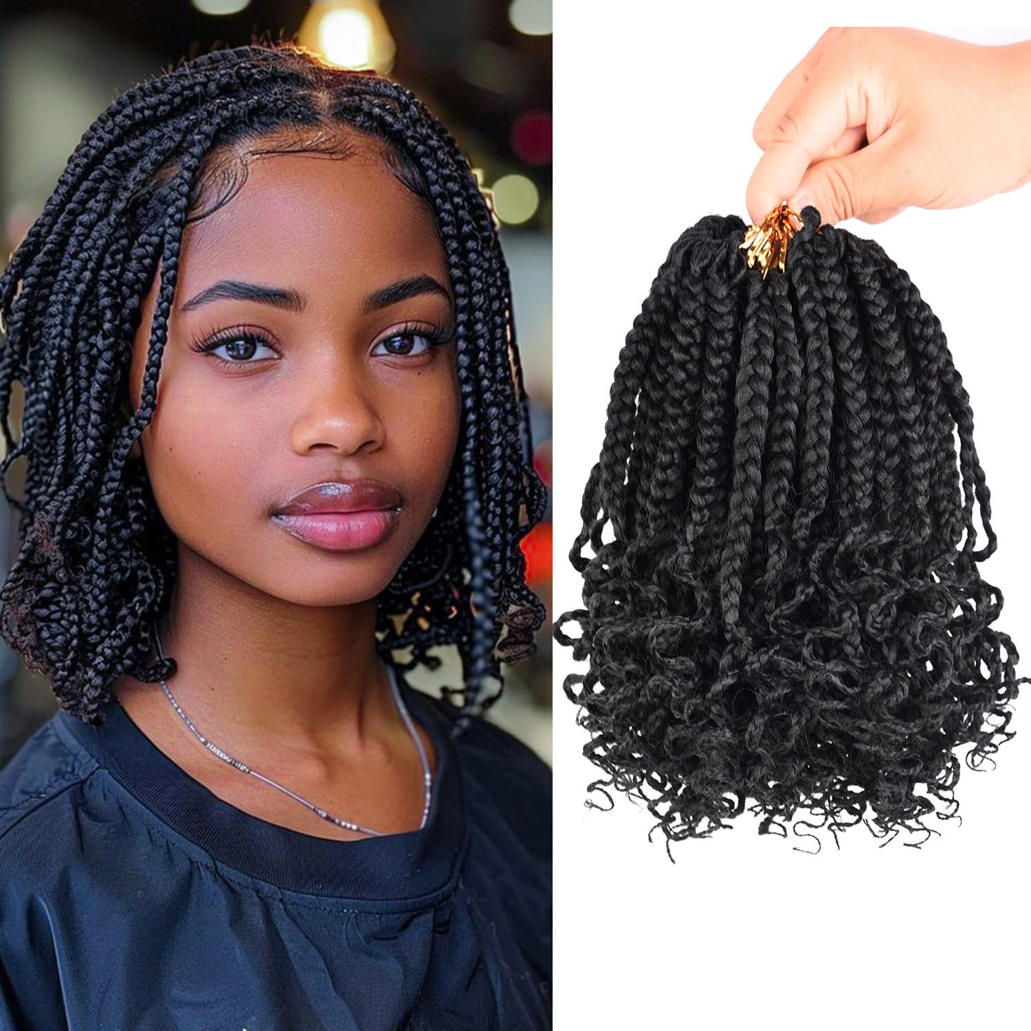 Trenzas de caja sintéticas, pelo de ganchillo para mujeres negras con extremos rizados, extensiones de cabello con trenzas de ganchillo suaves preenrolladas 3X