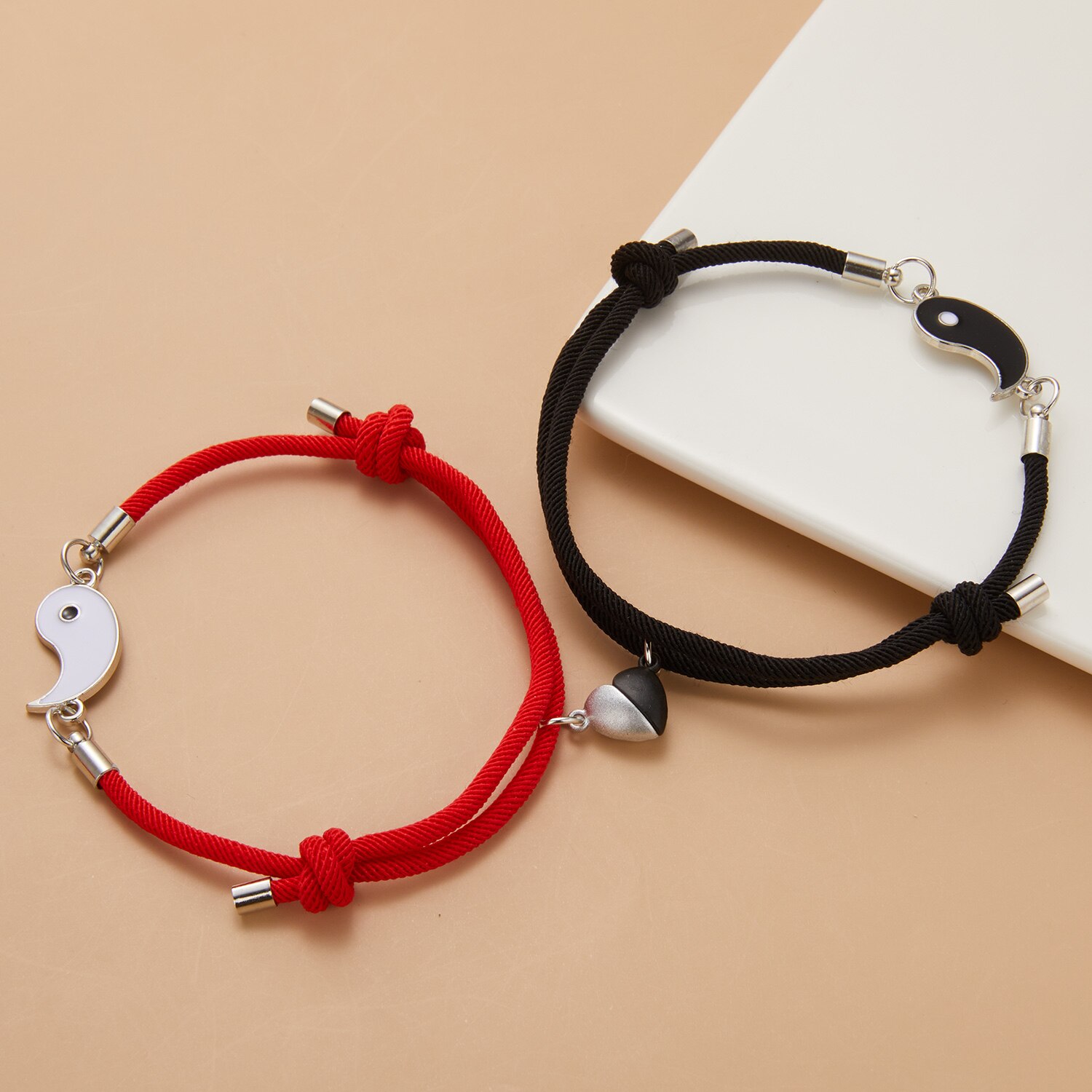 Pulsera magnética para pareja, brazalete de cuerda con nudo arcoíris LGBT, joyería para tarjetas de deseos, 2 unids/set por juego: 8