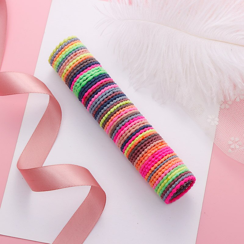 50PCS/Set Girls Colorful Basic Elastic Hair Bands Children Cute Ponytail Holder Rubber Band Headband Scrunchies Hair Accessories: 5