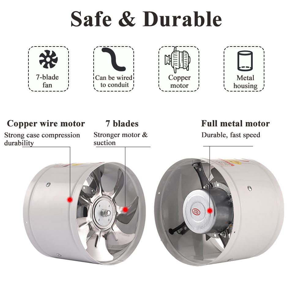 4 ''  / 6 '' rund kanalventilator booster udsugningsventilator ventilator ventilationsventil luft til vinduesvæg badeværelse toilet køkken 220v 110v