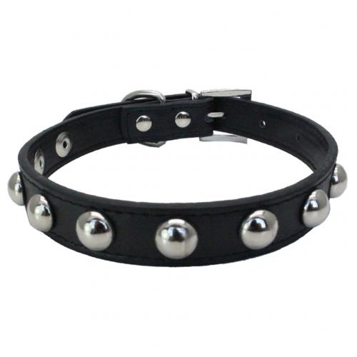 Pet Dog Collar Faux Leather Adjustable Safety Buckle Soft Kitten Neck Strap: Black / M