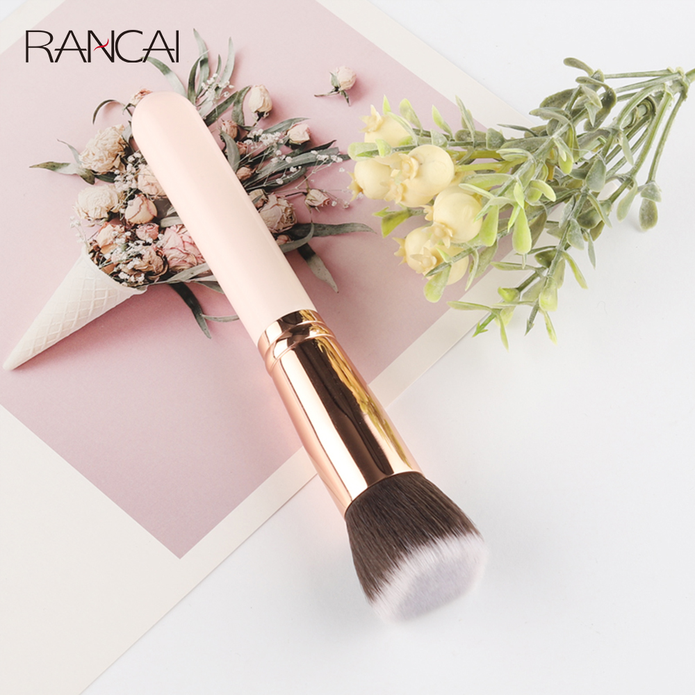 1 Uds. Brochas de maquillaje, brocha plana para base Kabuki para crema líquida en polvo, mezcla de contorno, herramientas de belleza para reparación facial grande