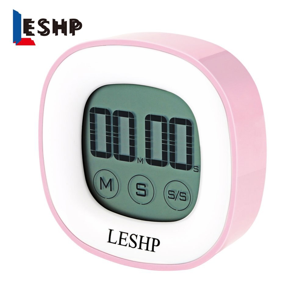 LESHP Square Touchable LCD Digital Screen LED Backlight 4 Digits Display Digital Magnetic Back Kitchen Timer Countdown Timer: Red