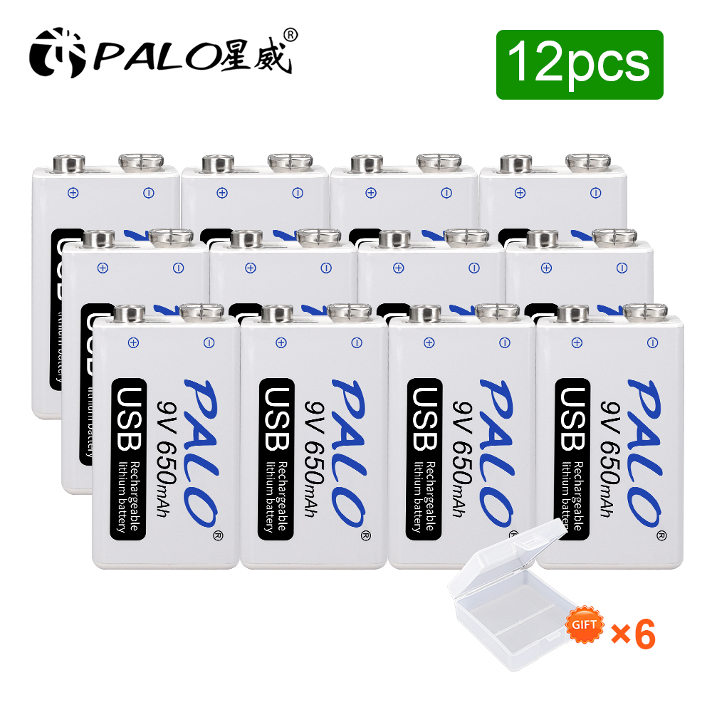 Palo 650Mah 9V Li-Ion Oplaadbare Batterij 9V Micro Usb 9V Lithium Batterijen Voor Draadloze Microfoon Gitaar speelgoed Metaaldetector