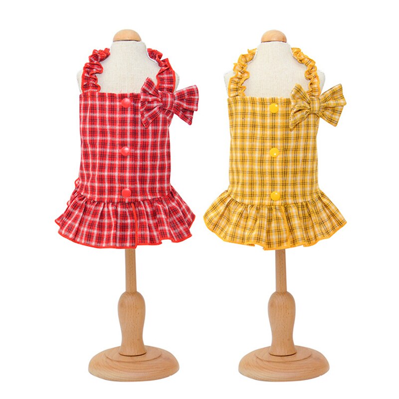 Kleine Hond Meisje Jurk, Leuke Plaid Patroon Vest Lente Zomer Jarretel Rok Kleding Kleding Voor Pet Puppy Kleine Hond