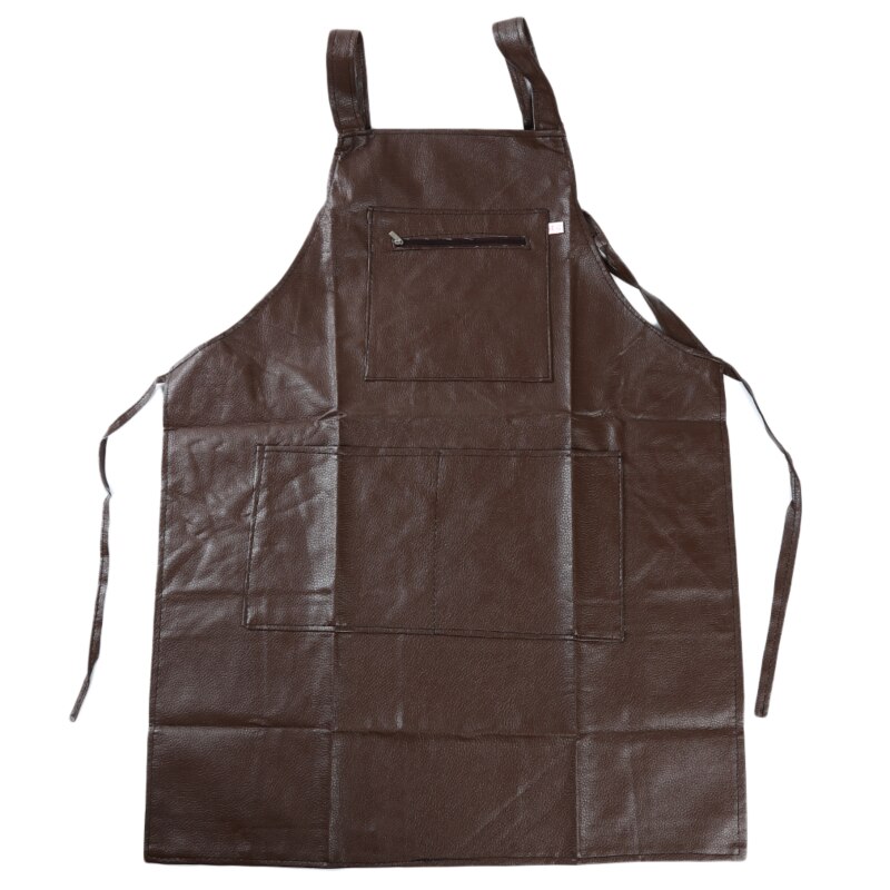 Waterproof Oil-proof Unisex Adjustable Leather Hanging Neck Hotel Restaurant Cafe Barber Shop Bakery Bar Waiter Work: brown