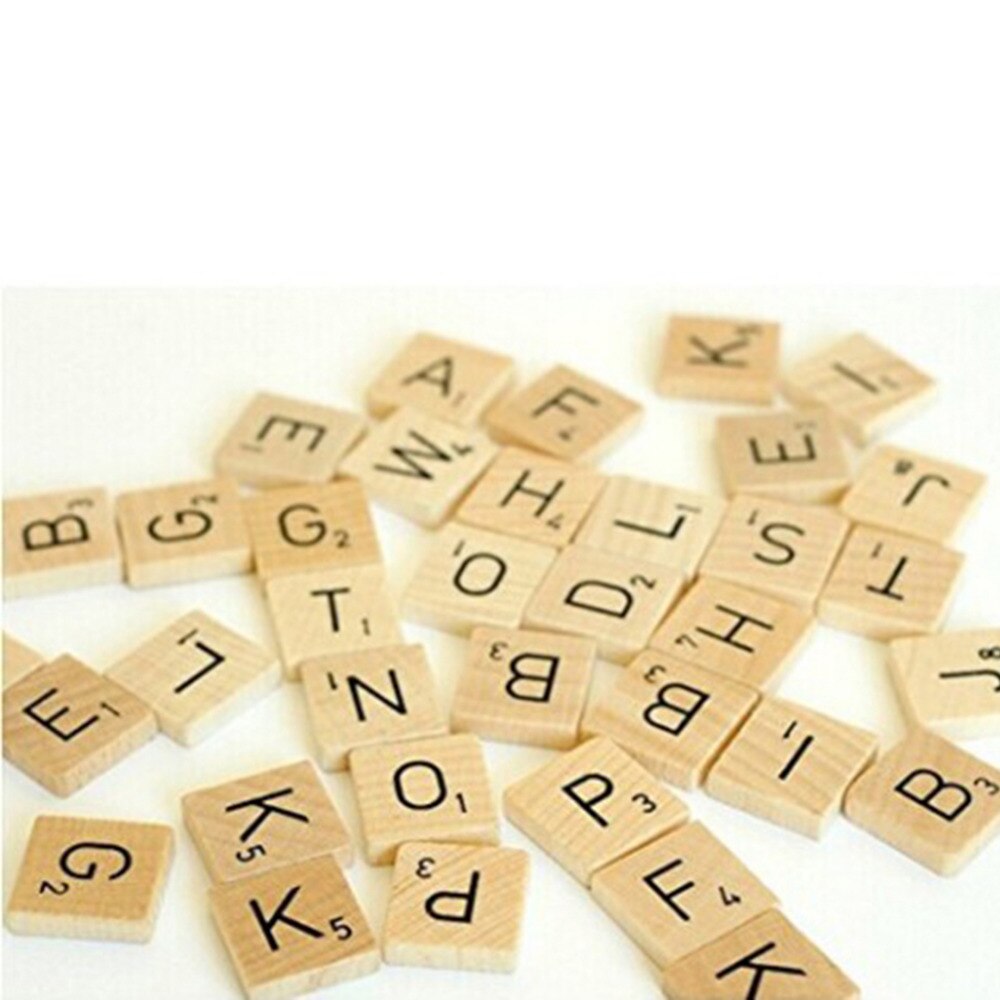 100Pcs Wooden Alphabet Tiles Black Letters Numbers For Crafts Wood Digital Puzzle