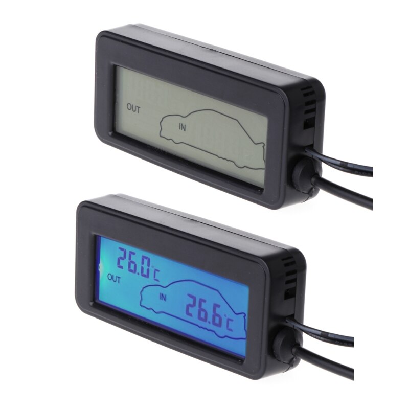 Mini Digital Car LCD Display Indoor Outdoor Thermometer 12V Vehicles 1.5m Cable Sensor B95A