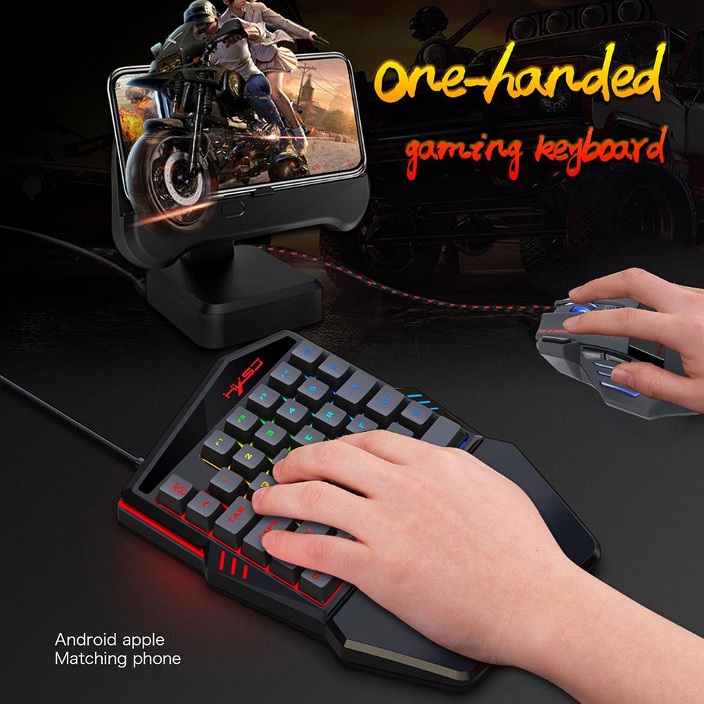 V100 USB Wired One Handed Game Keyboard Mice 5500DPI Optical Gaming Keyboard Mouse Set with LED Backlight