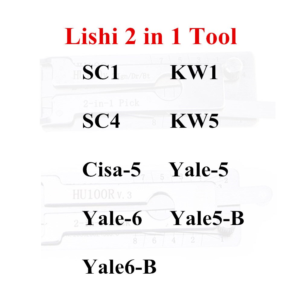 Lishi 2 In 1 Tool SC1 KW1 SC4 KW5 Cisa-5 Yale-5 Yale-6 Yale5-B Yale6-B