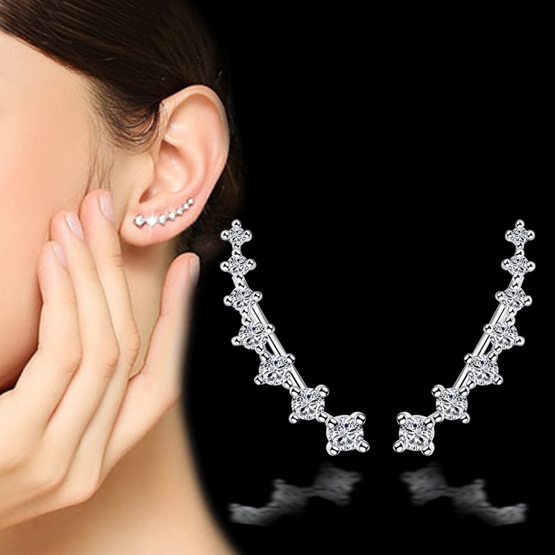 Vier kaak zeven ster stud oorbellen elegante 925 sterling zilveren sieraden vrouwen oorbel zwarte Vrijdag aanbiedingen