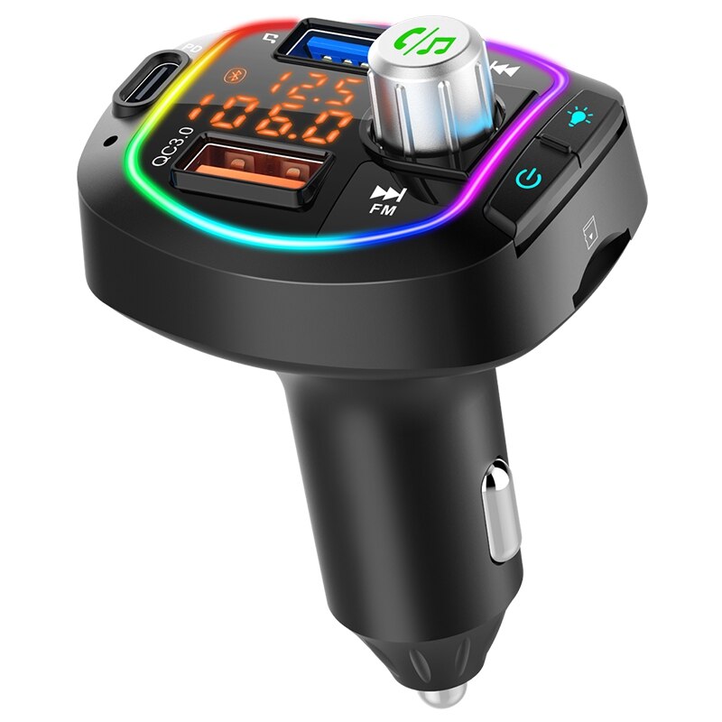 Car Bluetooth 5,0, transmisor inalámbrico de FM, con USB Dual, salida PD3.0, compatible con USB y tarjeta TF, reproductor MP3 BC66