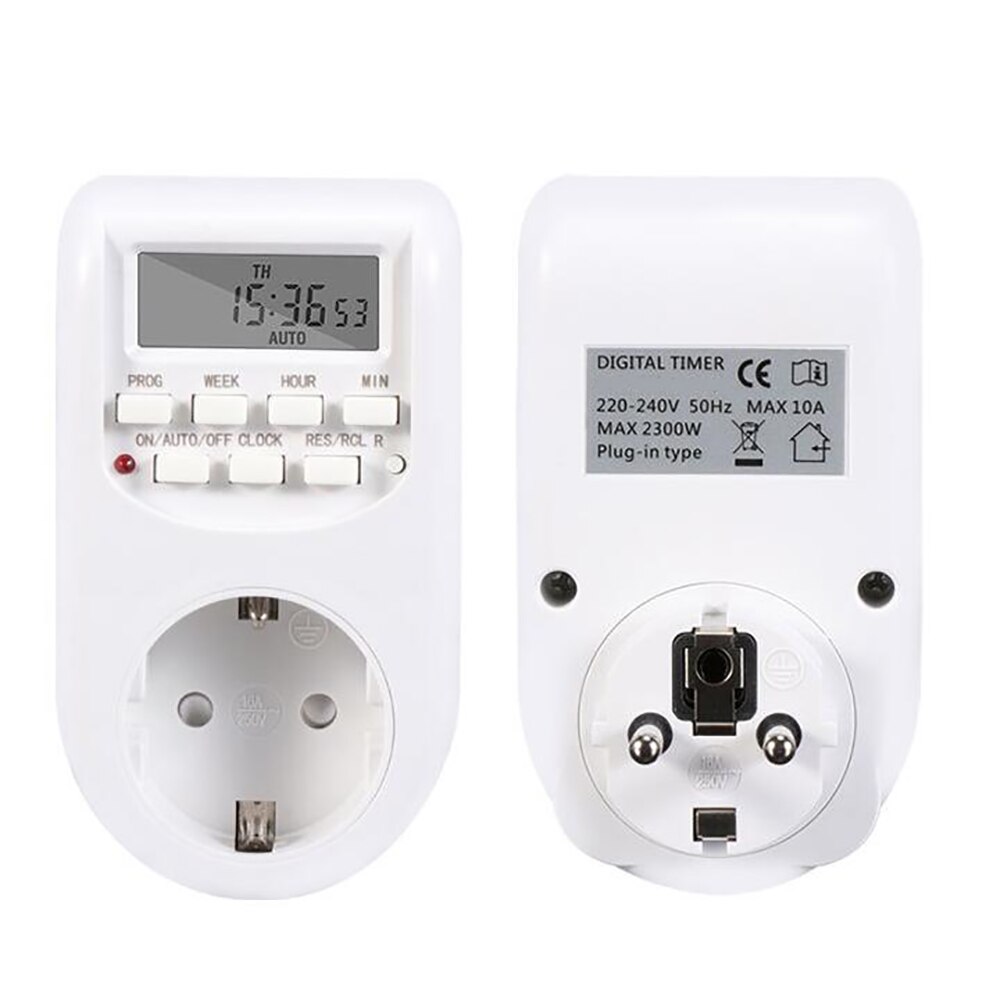 Digital eu stik timer switch energibesparende strømstik programmerbar indstilling af ur/ tænd/sluk tid