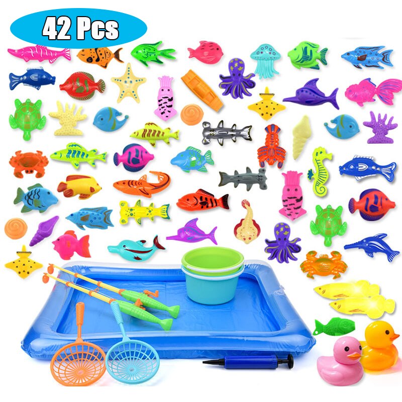 Kinderen 42 Stks/set Magnetische Vissen Ouder-kind Interactief Speelgoed Game Kids 1 Staaf 1 Netto 12 3D Vis babybadje Speelgoed Outdoor Speelgoed