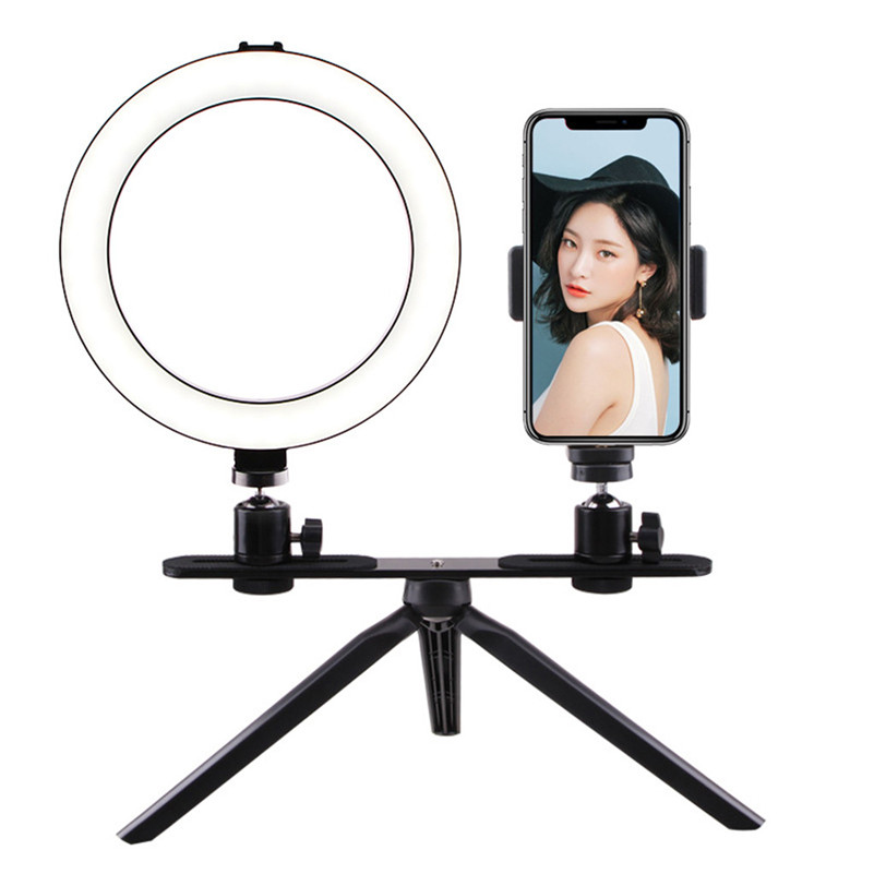 LED Selfie Ring Light Studio Photography Photo Ring Fill Light with Tripod for Smartphone Makeup Live Trip