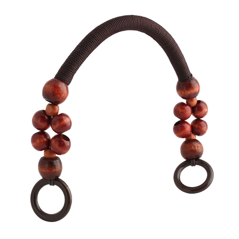 Wooden Handbag Handle Retro Woven Wooden Bead String Handbag Handle DIY Bag Strap Shoulder Belt Purse Handle: Light Gold