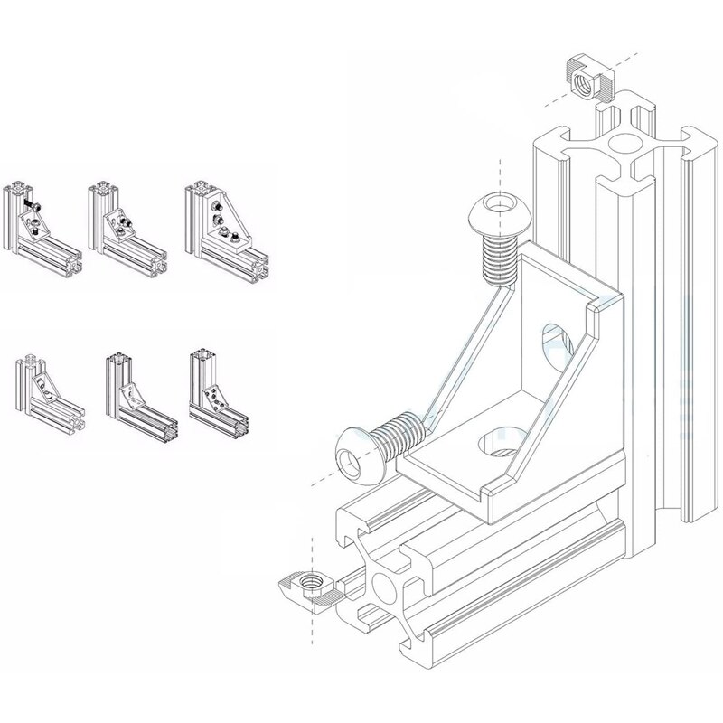 Ensemble de connecteurs de profilé en aluminium série 100, pièces, pour fente de 6mm, accessoires