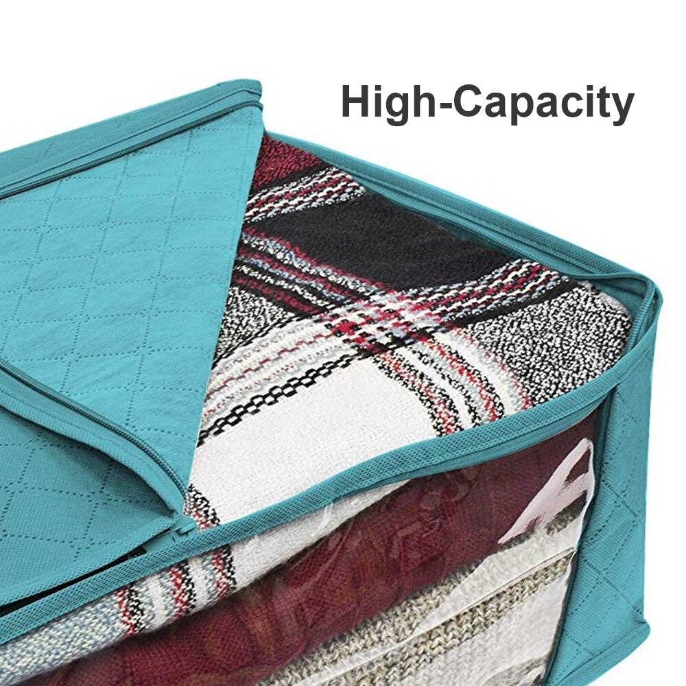 1/3pcs Non-woven Fabric Folding Storage Box For Quilt Clothes Collecting Case Zipper Toys Storage Organizer With Clear Window