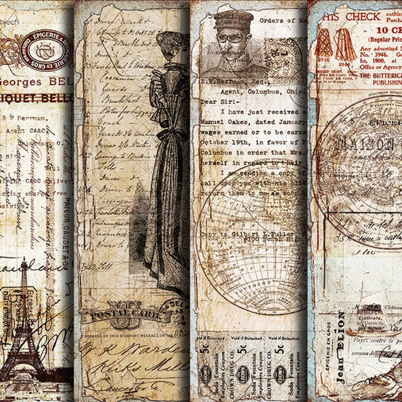 Gammel middelalderlig avis junk journal bagsidemateriale dekorativt papir stor størrelse gammelt kort baggrundspapir