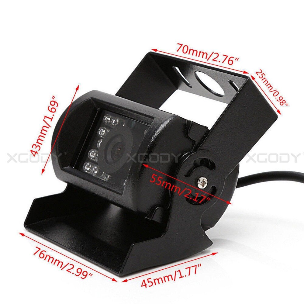 Cámara de vista trasera del camión XGODY 10m cámara de visión trasera de cable Led 12V 2,5mm 120 cámara de marcha atrás de ángulo para navegación GPS con Bluetooth AVIN