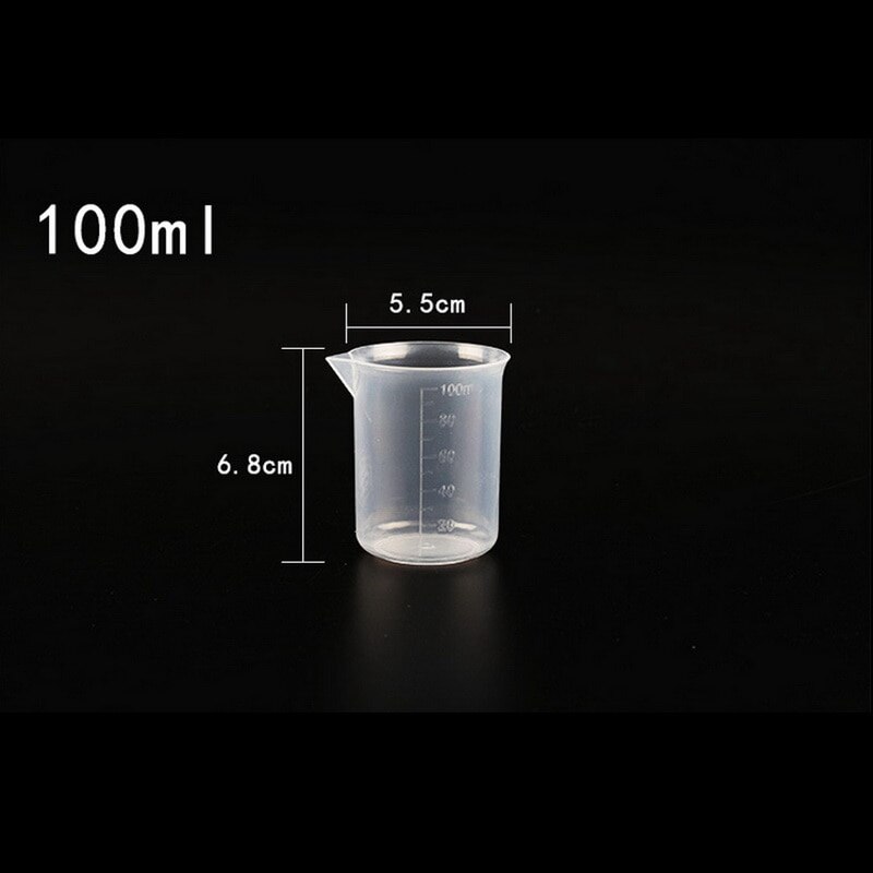 Vasos medidores graduados de plástico para hornear vaso de precipitados, recipiente para jarra con medidas líquidas, 20/ 30 /50/300 /500/1000ml: 100ML