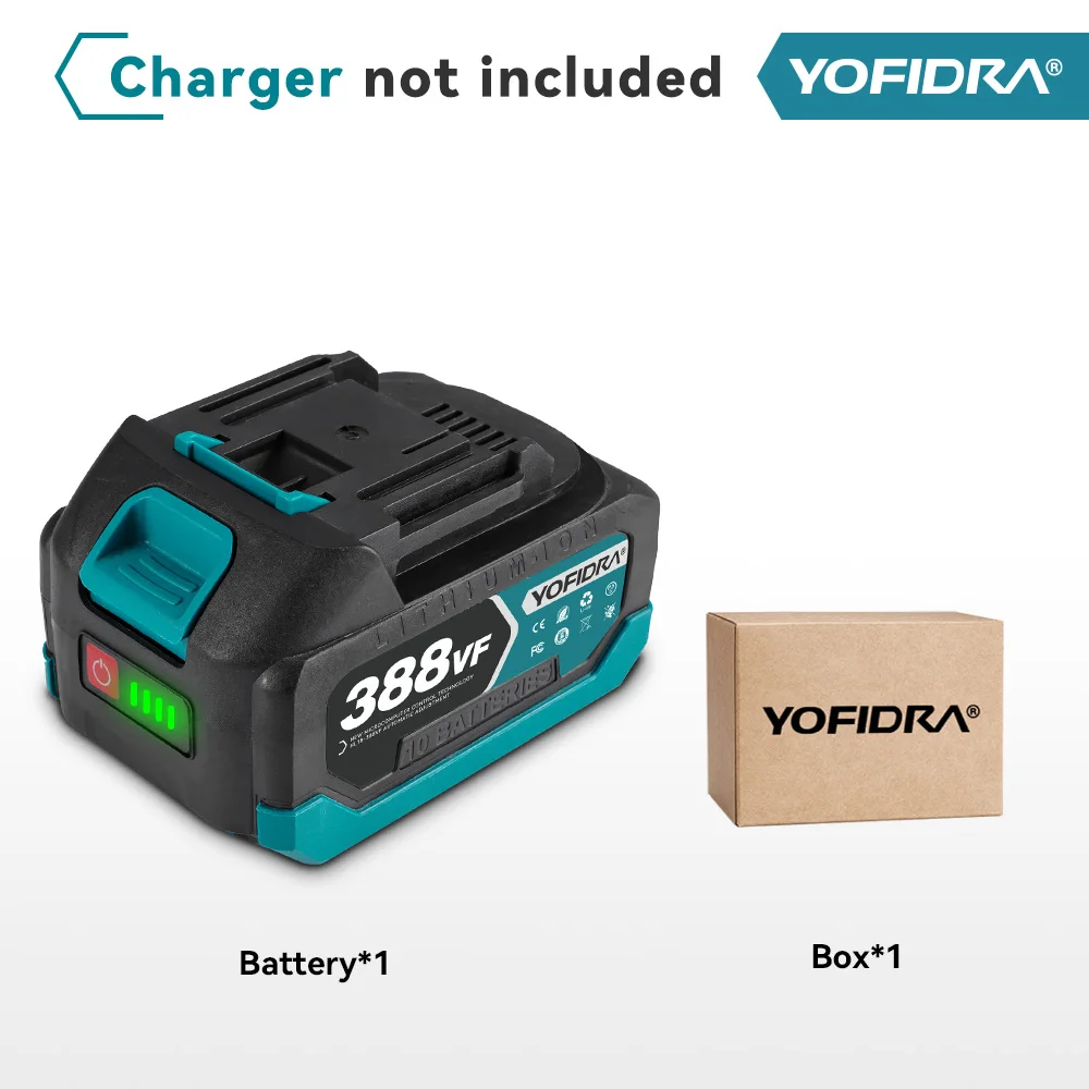 YOFIDRA 388VF 928VF Akku 22500 mAh 3,0 Ah 4,0 Ah Lithium-Ionen-Akku Li-Ionen-Akku für Elektrowerkzeug: grau