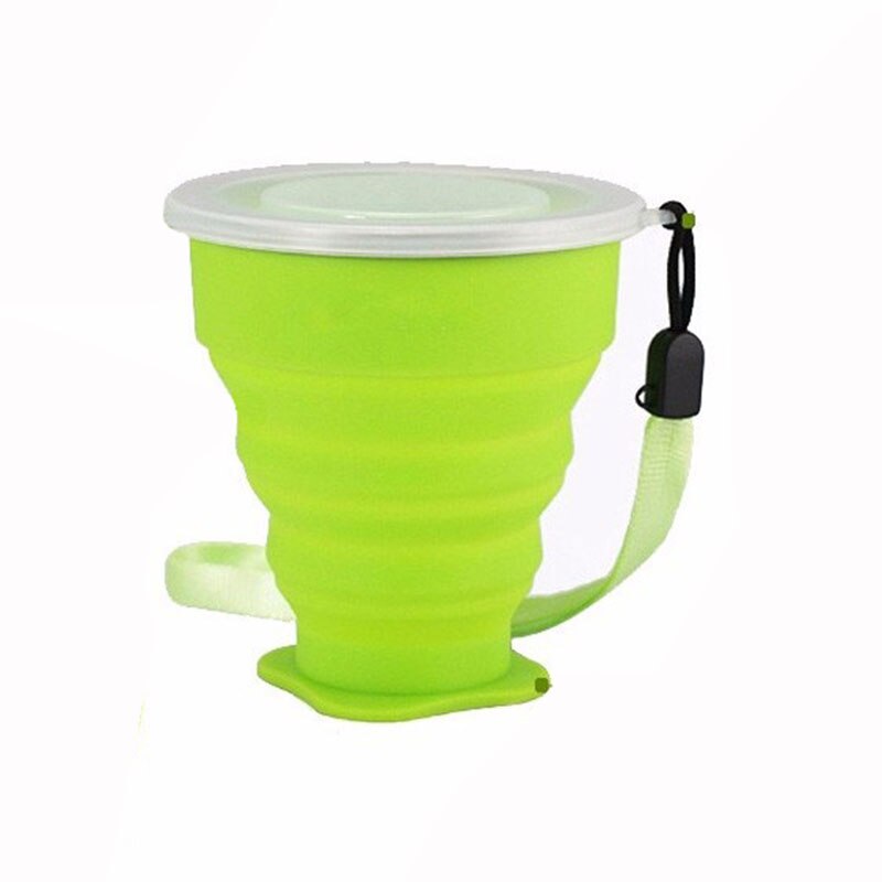 Reizen Siliconen Intrekbare Vouwen Cup Outdoor Telescopische Inklapbare Cups: green