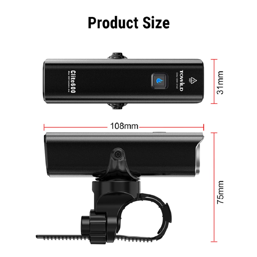 TOWILD CL 600LM Bike Light Front Lamp USB Rechargeable LED 18650 2000mAh Bicycle Light Waterproof Bike Accessories